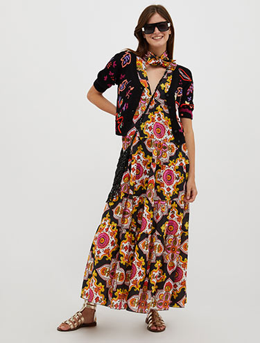 Maxivestido de gasa estampado - fantasìa negro - MAX&Co.