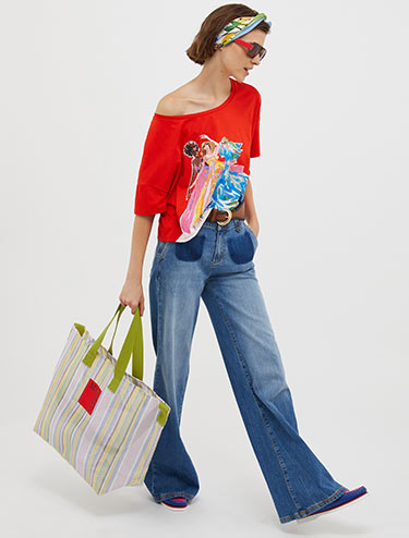 Camiseta cropped “Let's Draw!” - rojo - MAX&Co.